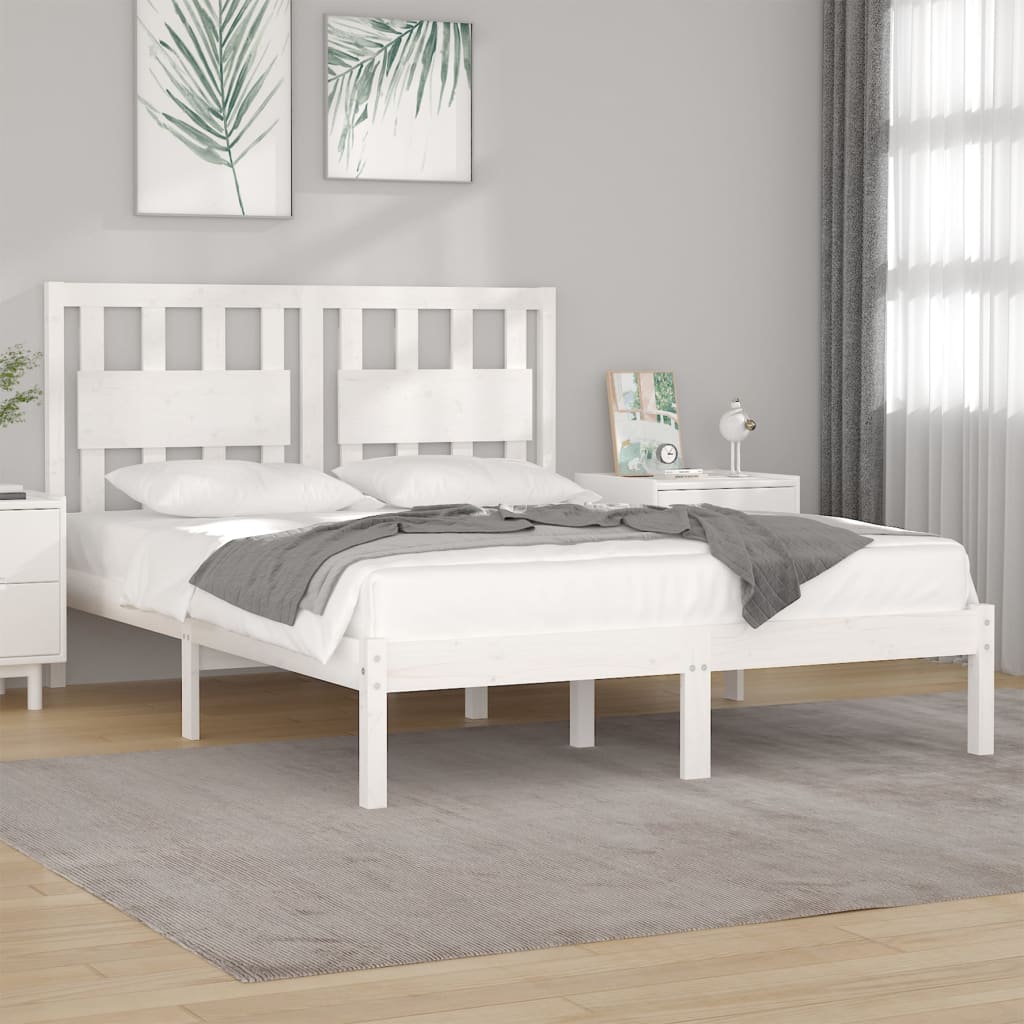 Bedframe Massief Grenenhout 140 x 200 cm Wit