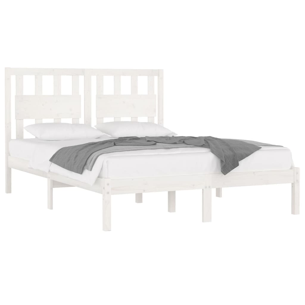 Bedframe Massief Grenenhout 5Ft King Size 150 x 200 cm Wit