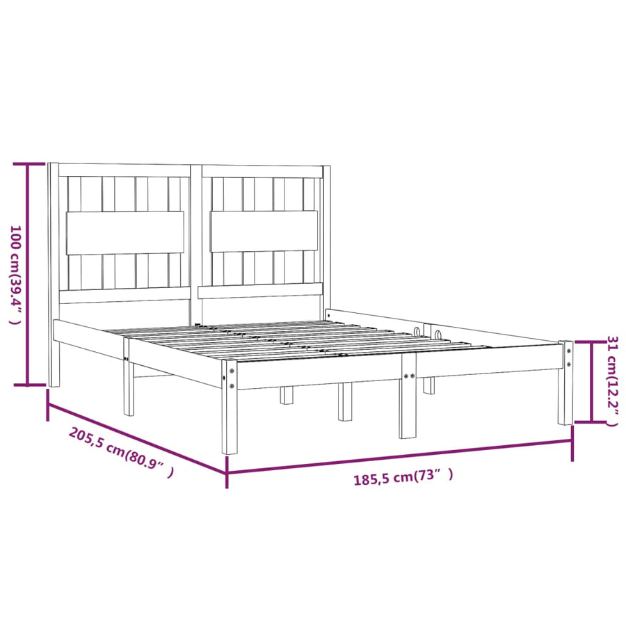 Bedframe Massief Grenenhout 6Ft Super King 180 x 200 cm Wit