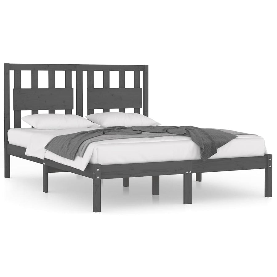 Bedframe Massief Grenenhout 200 x 200 cm Grijs