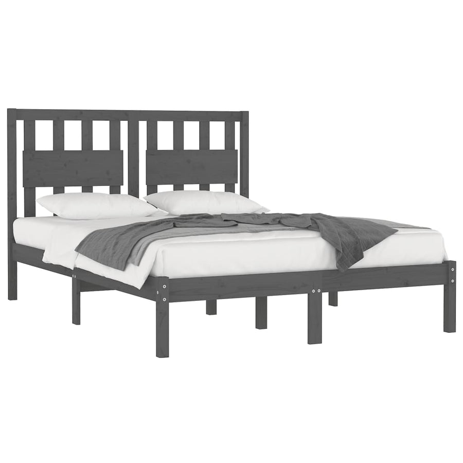 Bedframe Massief Grenenhout 200 x 200 cm Grijs