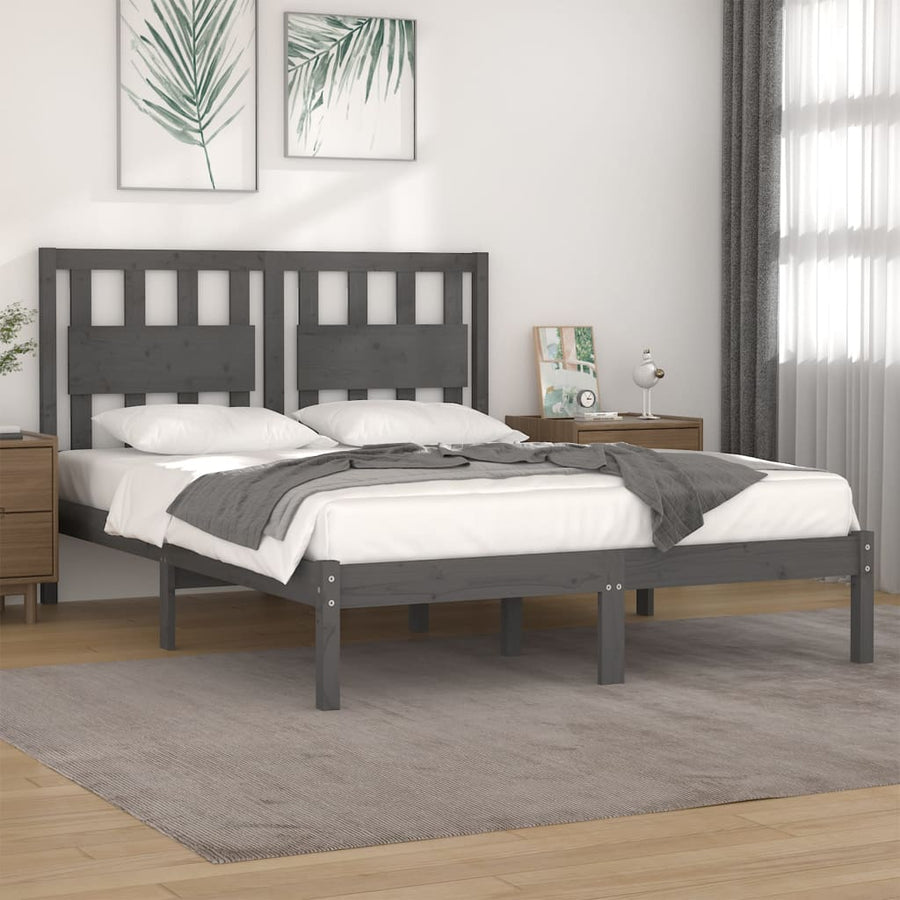 Bedframe Massief Grenenhout 200 x 200 cm Grijs