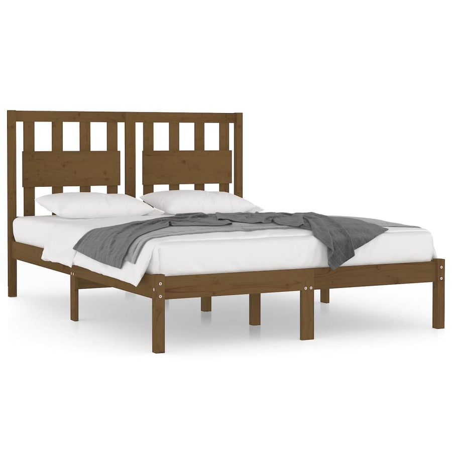 Bedframe Massief Grenenhout 200 x 200 cm Honingbruin