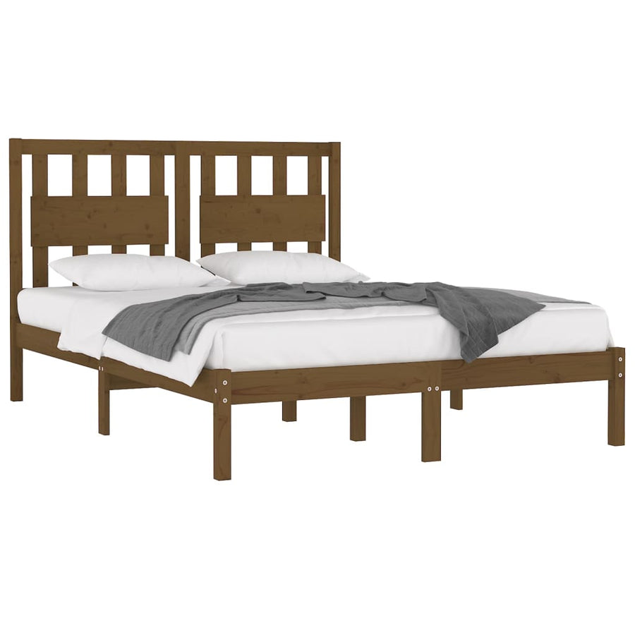 Bedframe Massief Grenenhout 200 x 200 cm Honingbruin
