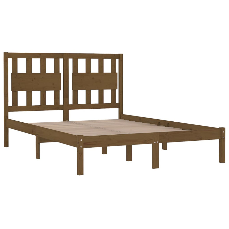 Bedframe Massief Grenenhout 200 x 200 cm Honingbruin
