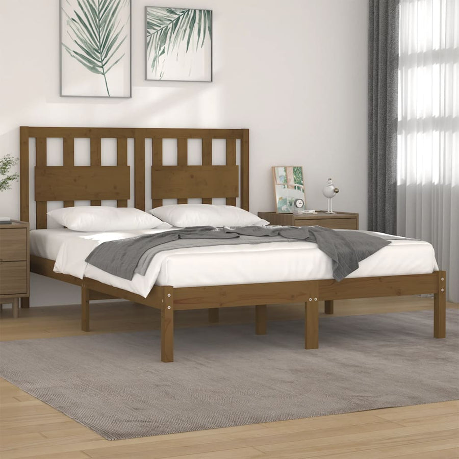 Bedframe Massief Grenenhout 200 x 200 cm Honingbruin