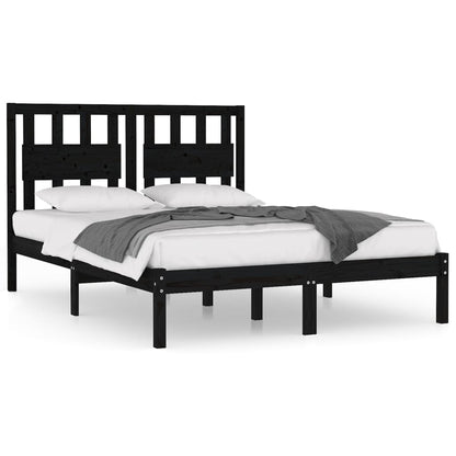 Bedframe Massief Grenenhout 200 x 200 cm Zwart