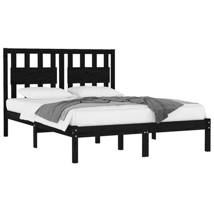 Bedframe Massief Grenenhout 200 x 200 cm Zwart