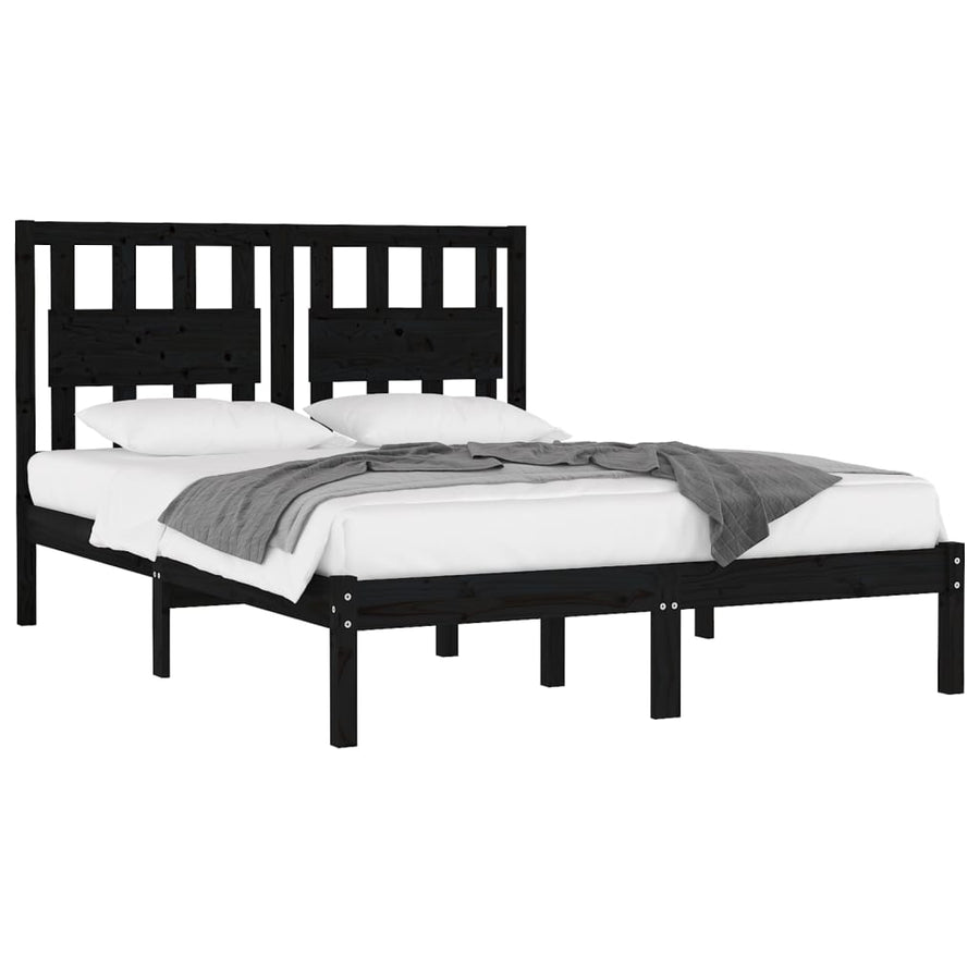 Bedframe Massief Grenenhout 200 x 200 cm Zwart