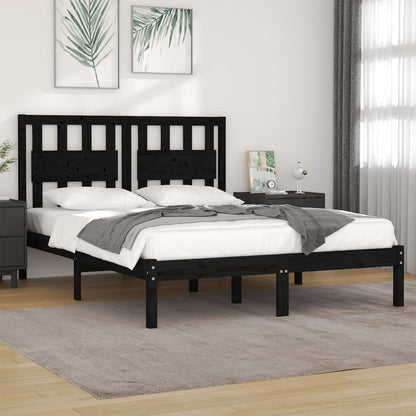 Bedframe Massief Grenenhout 200 x 200 cm Zwart