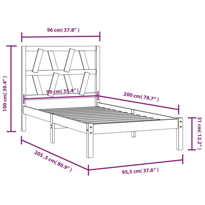 Bedframe massief grenenhout 90x200 cm