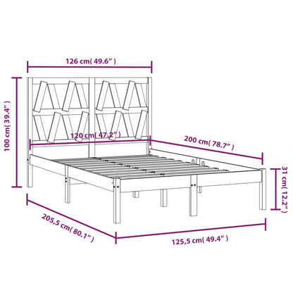 Bedframe massief grenenhout 120x200 cm 120 x 200 cm Naturel