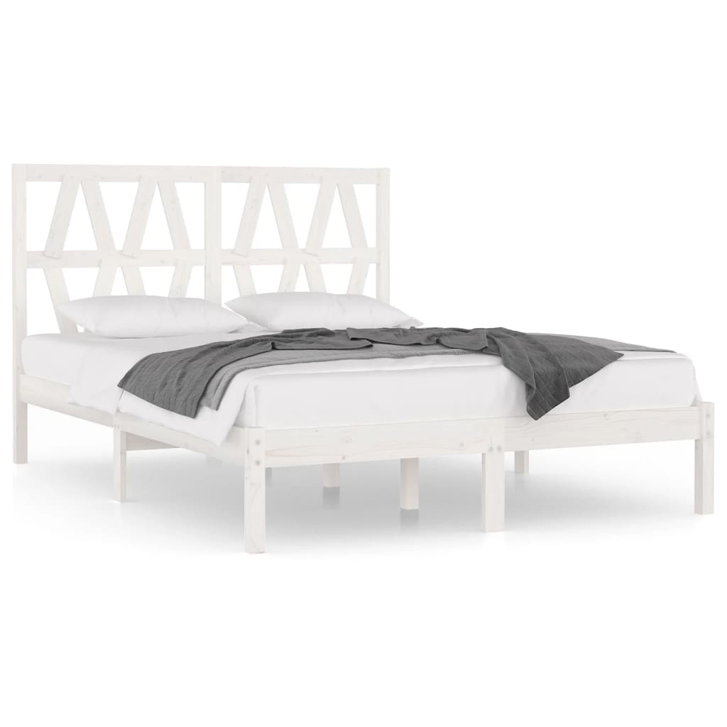 Bedframe massief grenenhout wit 120x200 cm 120 x 200 cm Wit