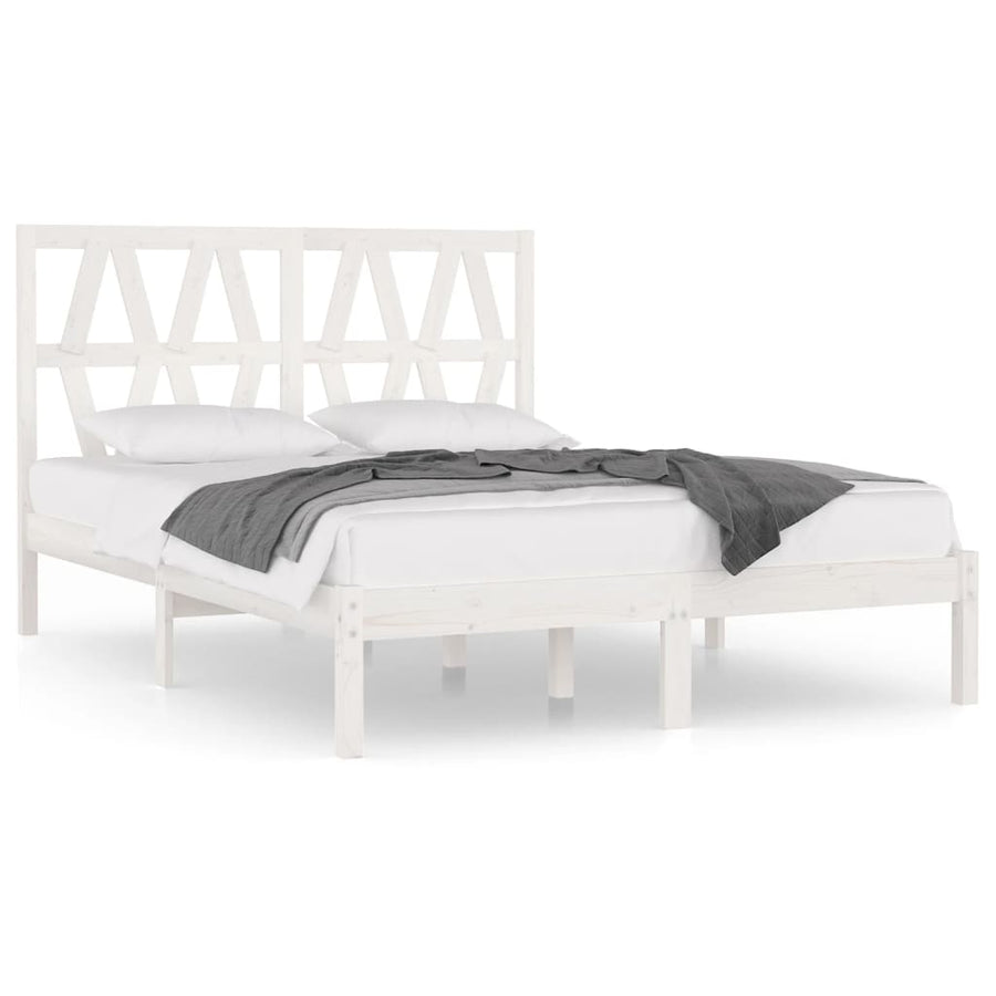 Bedframe massief grenenhout wit 120x200 cm 120 x 200 cm Wit