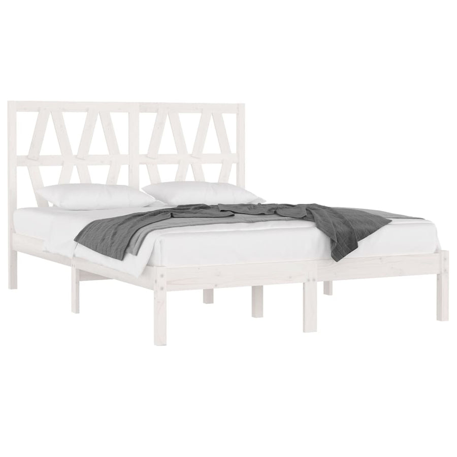 Bedframe massief grenenhout wit 120x200 cm 120 x 200 cm Wit