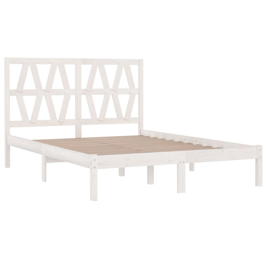 Bedframe massief grenenhout wit 120x200 cm 120 x 200 cm Wit