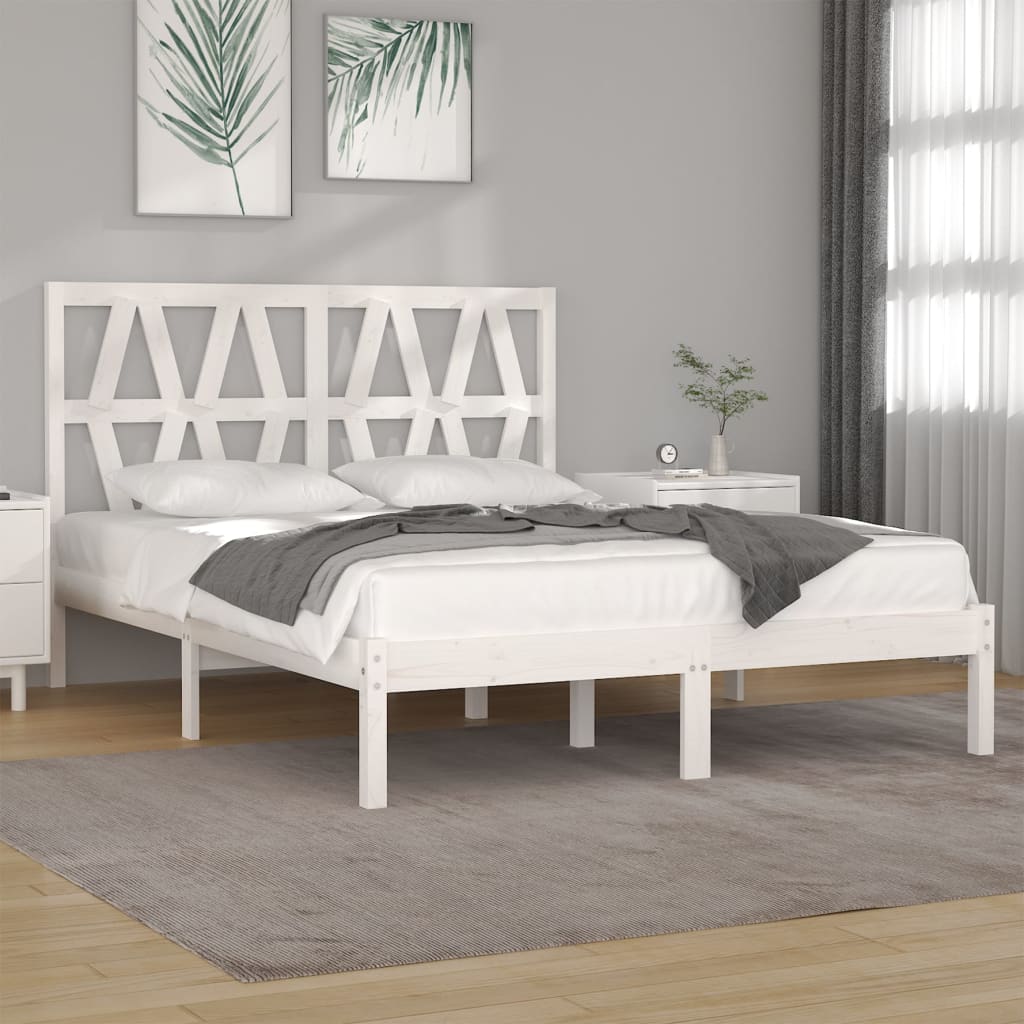 Bedframe massief grenenhout wit 120x200 cm 120 x 200 cm Wit