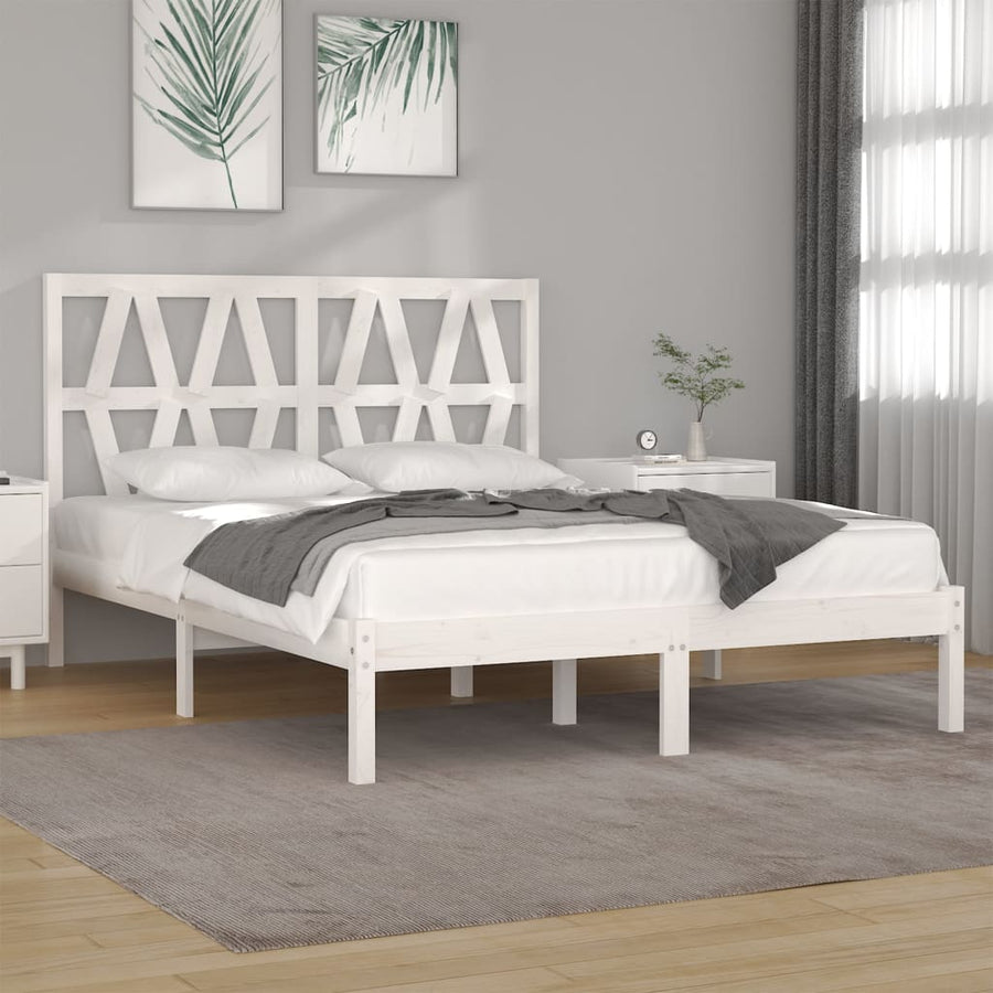 Bedframe massief grenenhout wit 120x200 cm 120 x 200 cm Wit