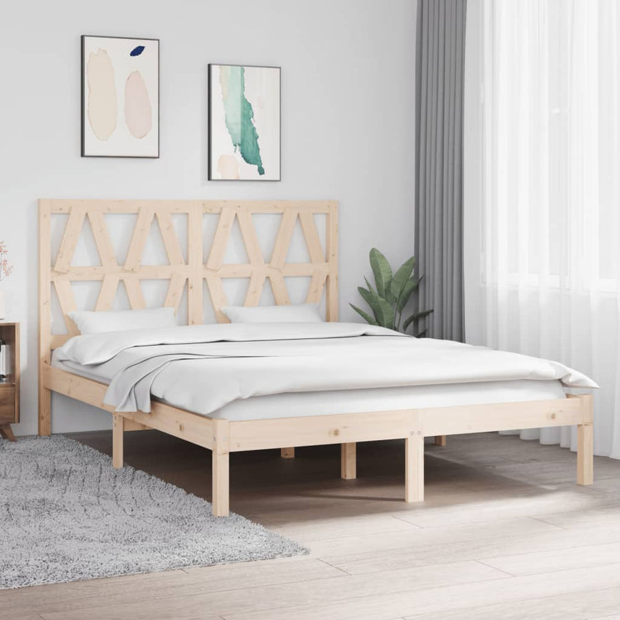 Bedframe massief grenenhout 140x200 cm 140 x 200 cm Naturel