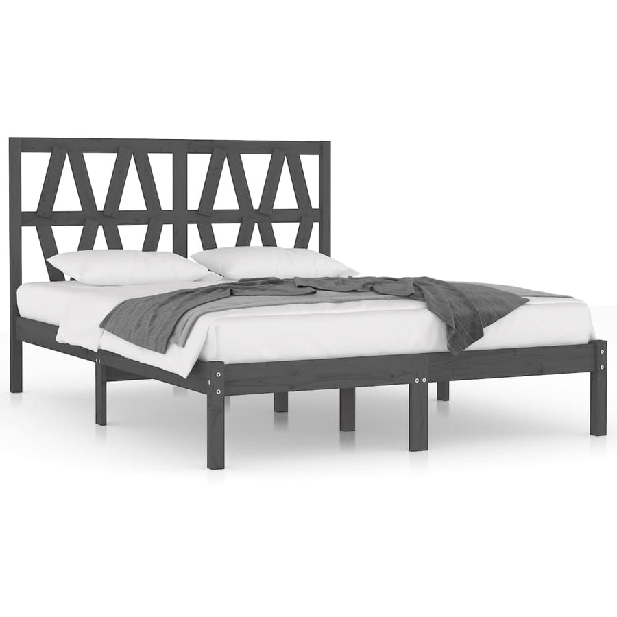 Bedframe massief grenenhout grijs 200x200 cm 200 x 200 cm Grijs