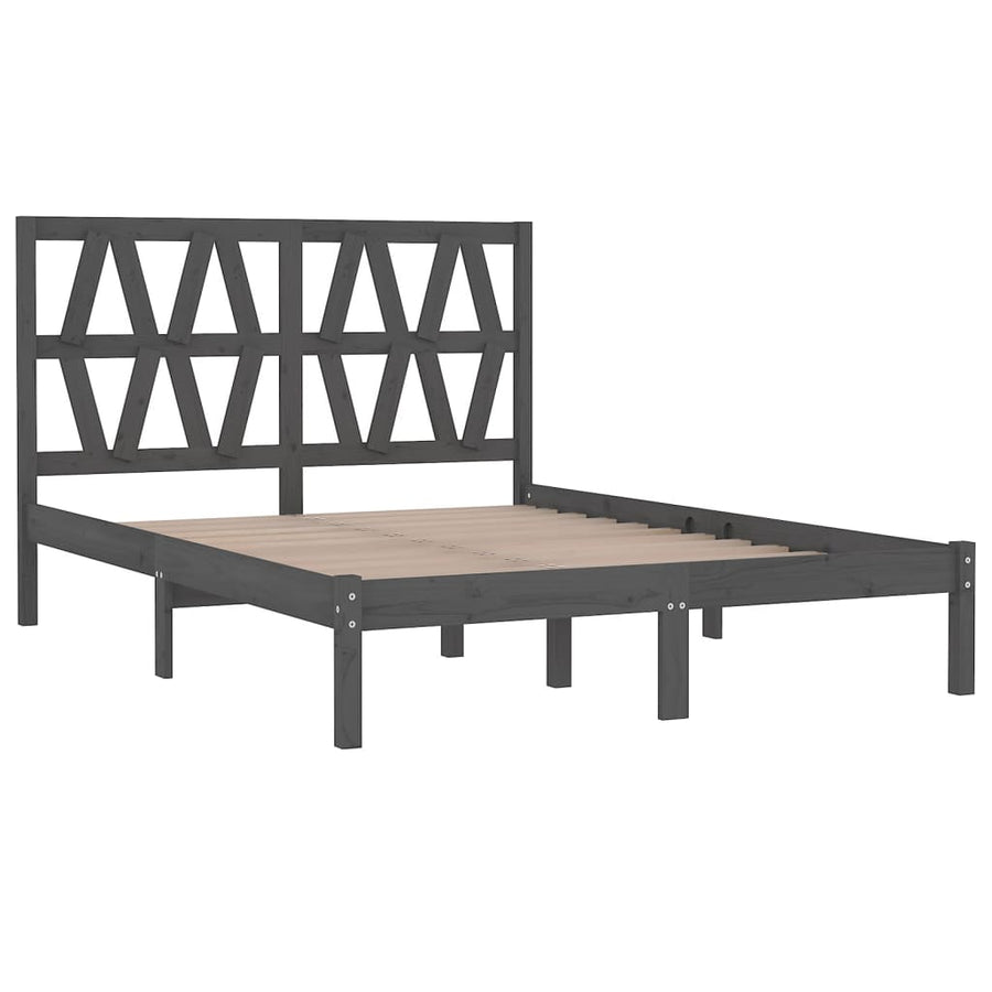 Bedframe massief grenenhout grijs 200x200 cm 200 x 200 cm Grijs
