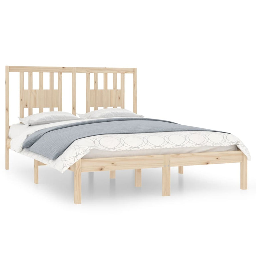 Bedframe Massief Hout 135 x 190 cm Naturel