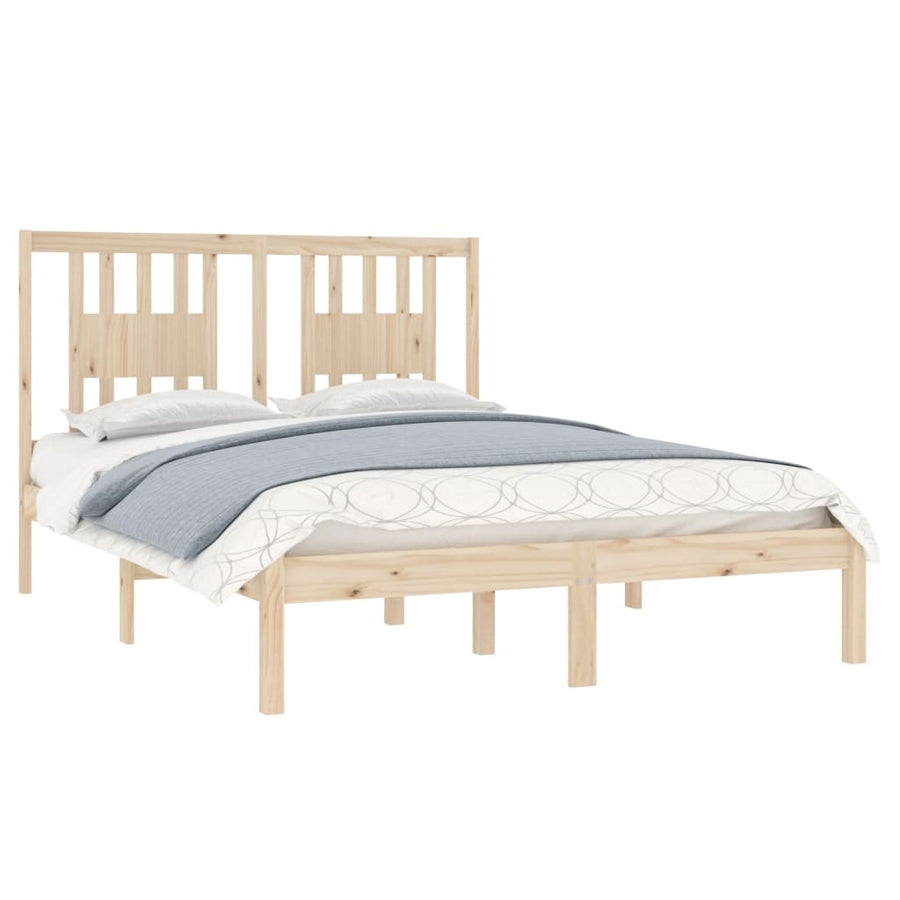 Bedframe Massief Hout 135 x 190 cm Naturel