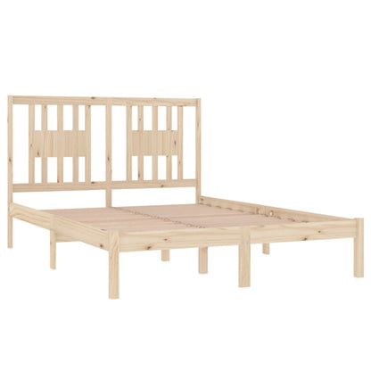 Bedframe Massief Hout 135 x 190 cm Naturel