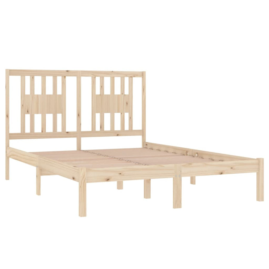 Bedframe Massief Hout 135 x 190 cm Naturel