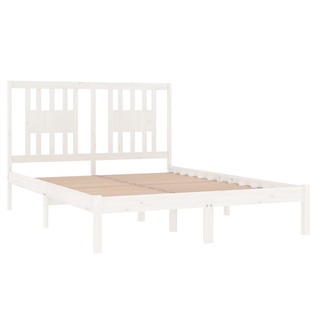 Bedframe Massief Grenenhout 140 x 190 cm Wit