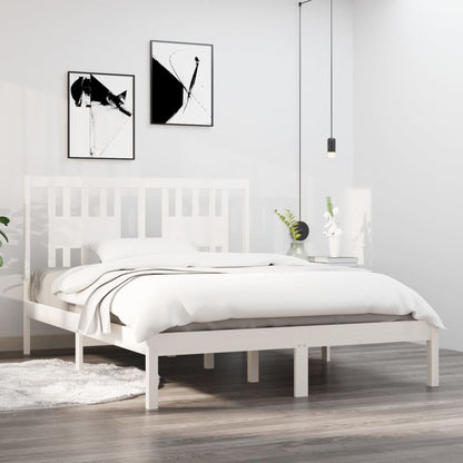 Bedframe Massief Grenenhout 140 x 190 cm Wit