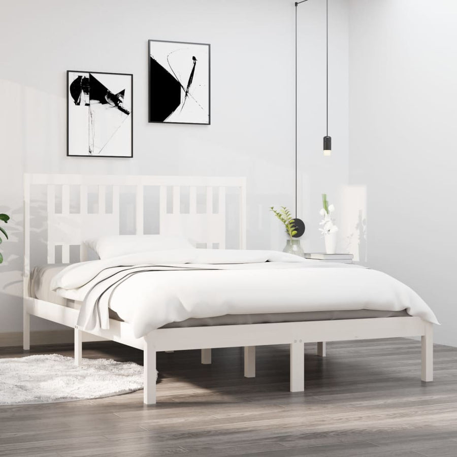Bedframe Massief Grenenhout 140 x 190 cm Wit