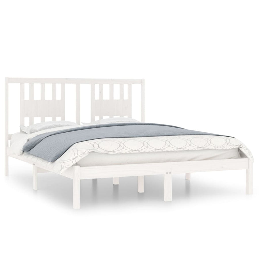 Bedframe Massief Grenenhout 140 x 200 cm Wit
