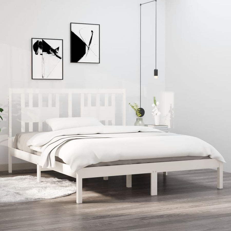 Bedframe Massief Grenenhout 140 x 200 cm Wit