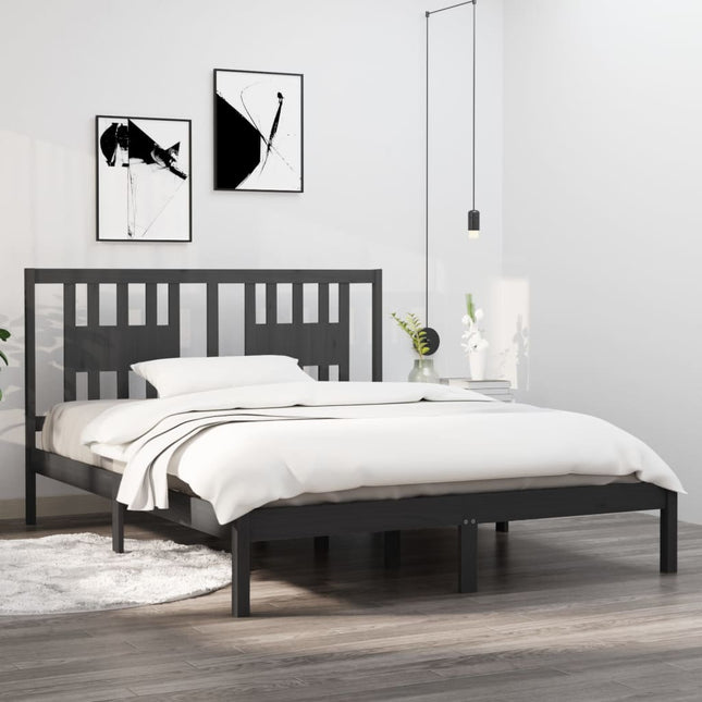 Bedframe Massief Grenenhout 160 x 200 cm Grijs