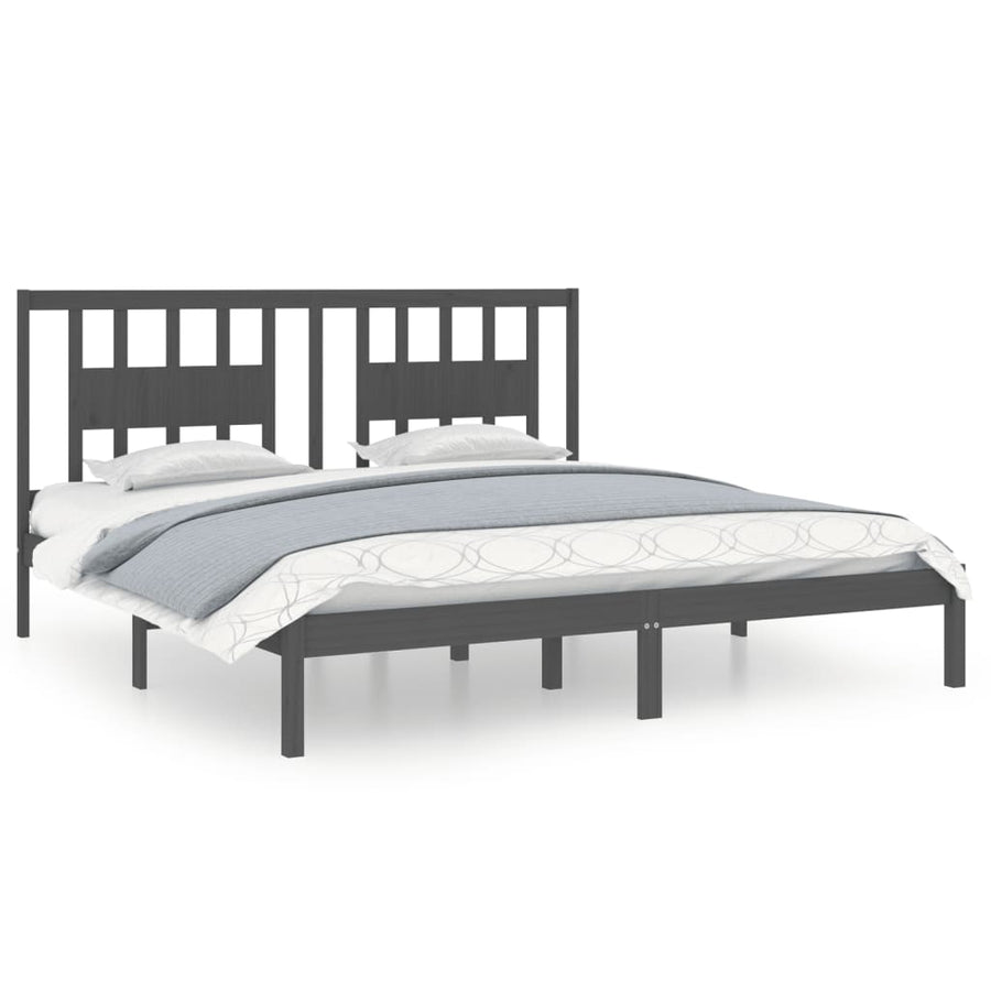 Bedframe Massief Grenenhout 200 x 200 cm Grijs
