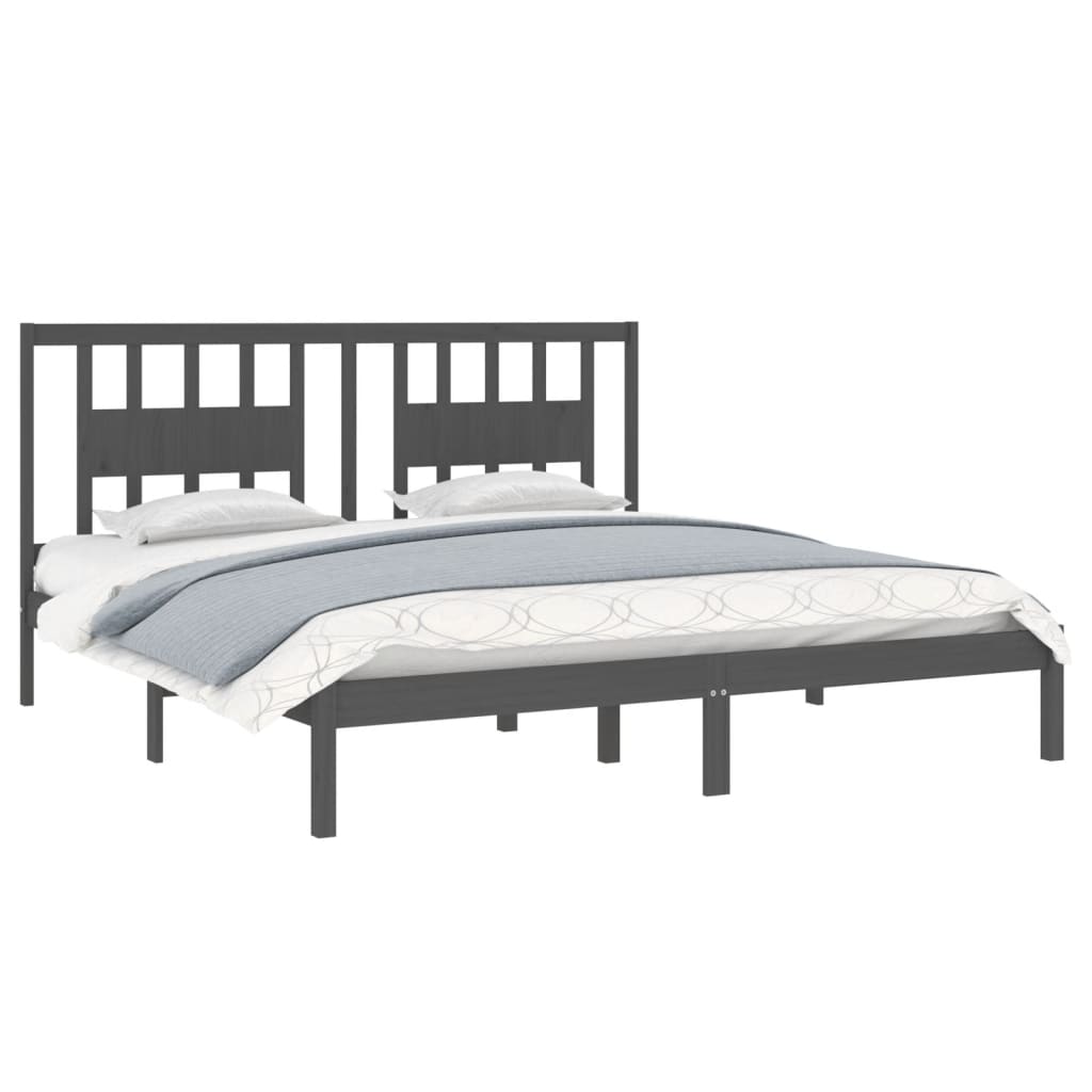 Bedframe Massief Grenenhout 200 x 200 cm Grijs