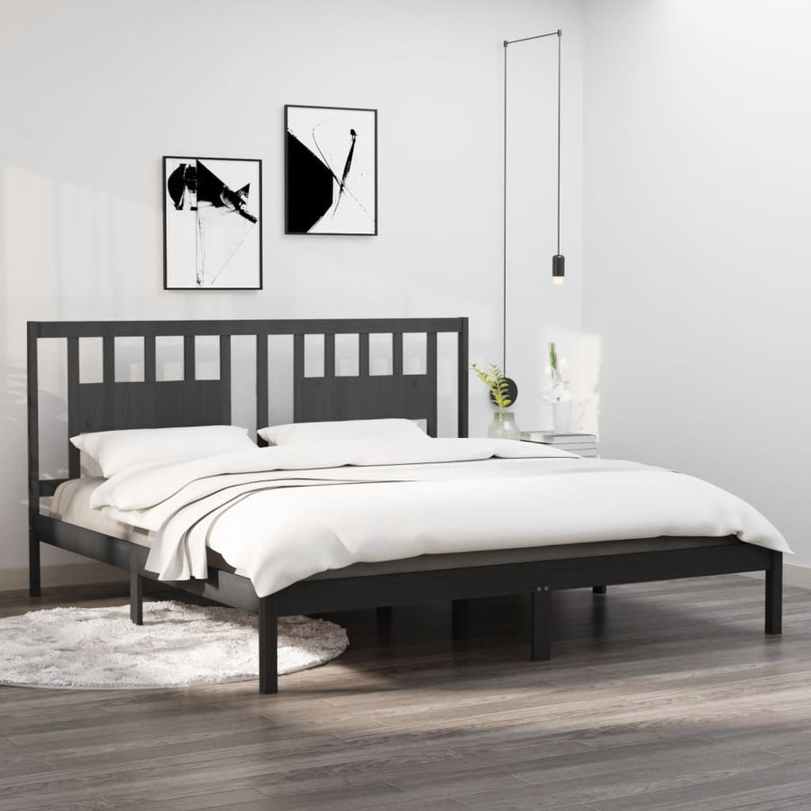 Bedframe Massief Grenenhout 200 x 200 cm Grijs