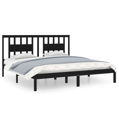 Bedframe Massief Grenenhout 200 x 200 cm Zwart