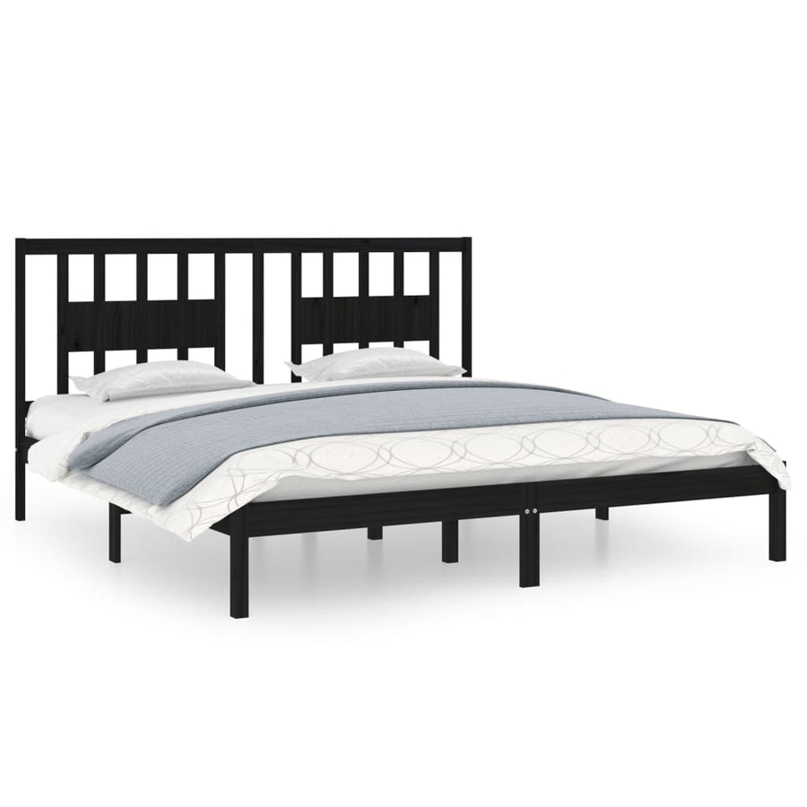 Bedframe Massief Grenenhout 200 x 200 cm Zwart