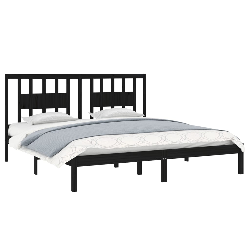 Bedframe Massief Grenenhout 200 x 200 cm Zwart
