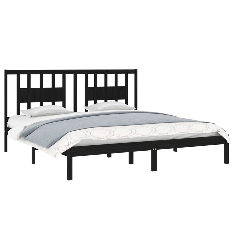 Bedframe Massief Grenenhout 200 x 200 cm Zwart