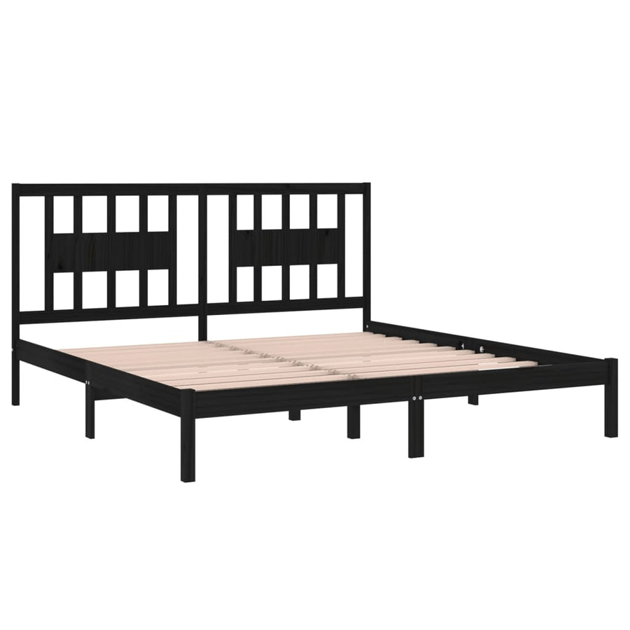Bedframe Massief Grenenhout 200 x 200 cm Zwart