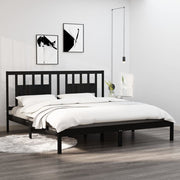 Solid pine bed frame black 200x200 cm