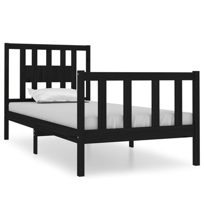 Bedframe Massief Hout 75 x 190 cm Zwart