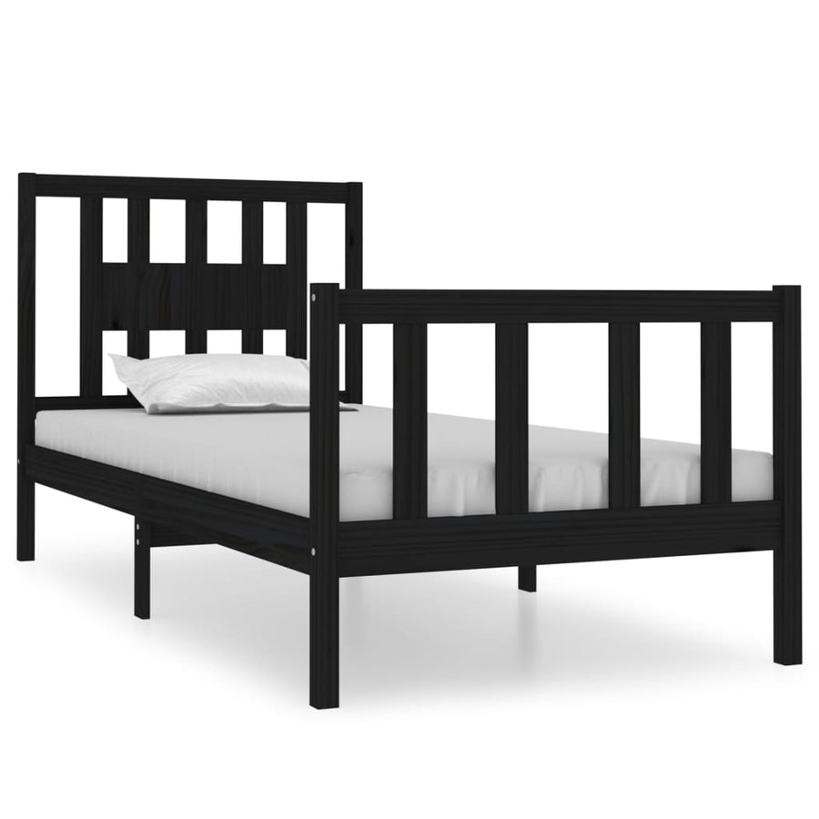 Bedframe Massief Hout 75 x 190 cm Zwart