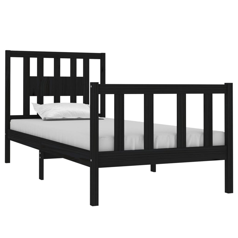 Bedframe Massief Hout 75 x 190 cm Zwart