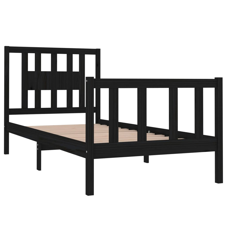Bedframe Massief Hout 75 x 190 cm Zwart