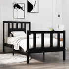 Bedframe massief grenenhout zwart 75x190 cm