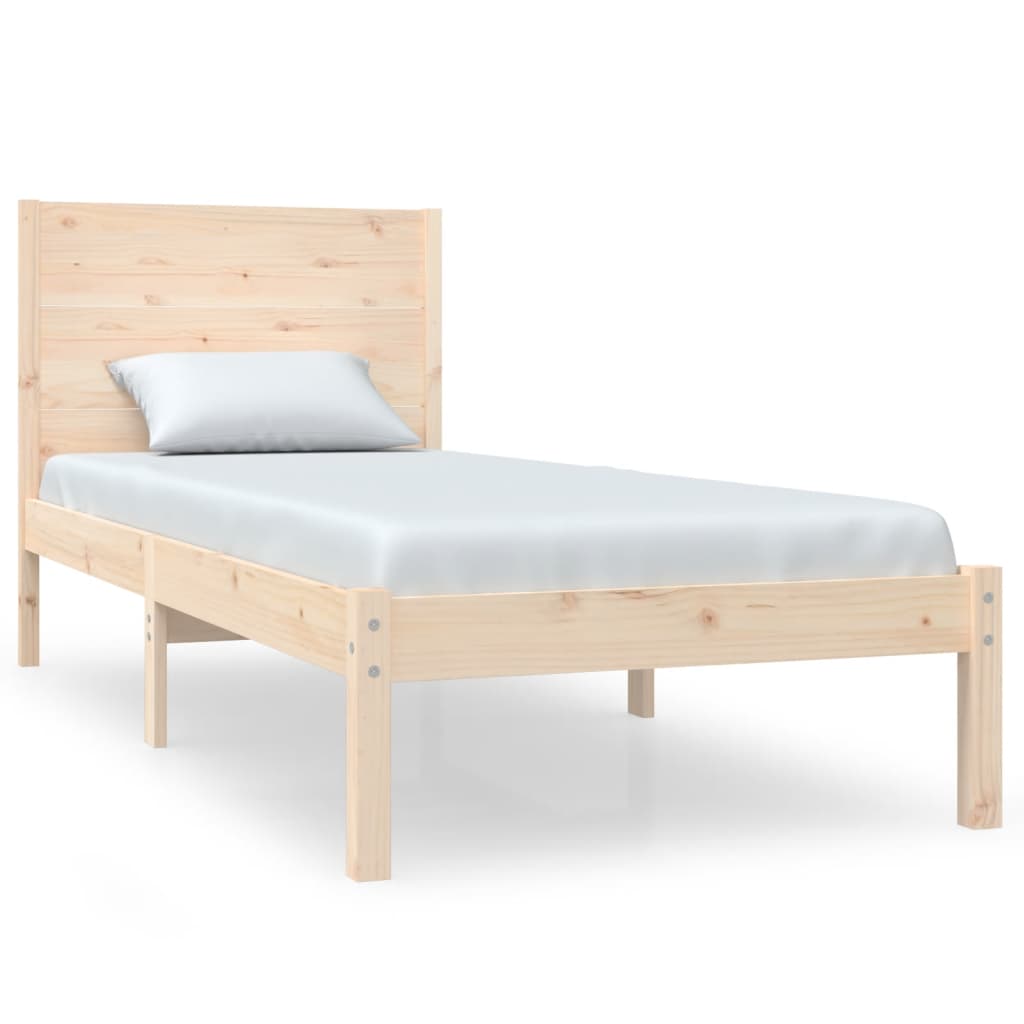 Bedframe Massief Hout 75 x 190 cm Naturel
